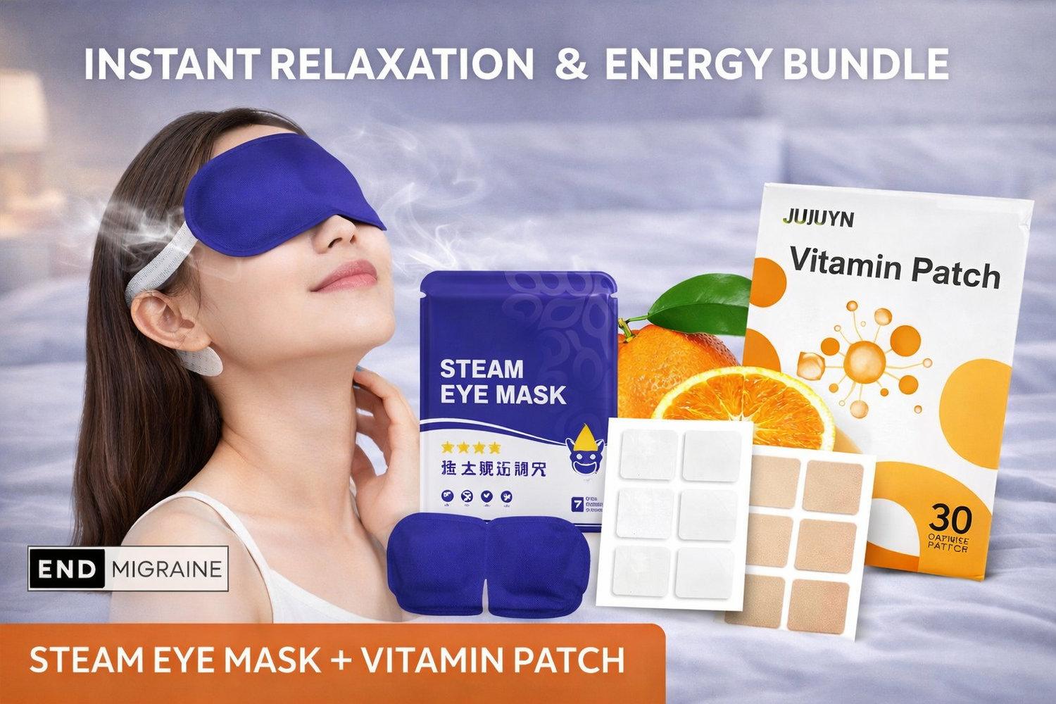 Relax Fast Wake Fresh bundle with Vitamin Patch and Steam Eye Mask